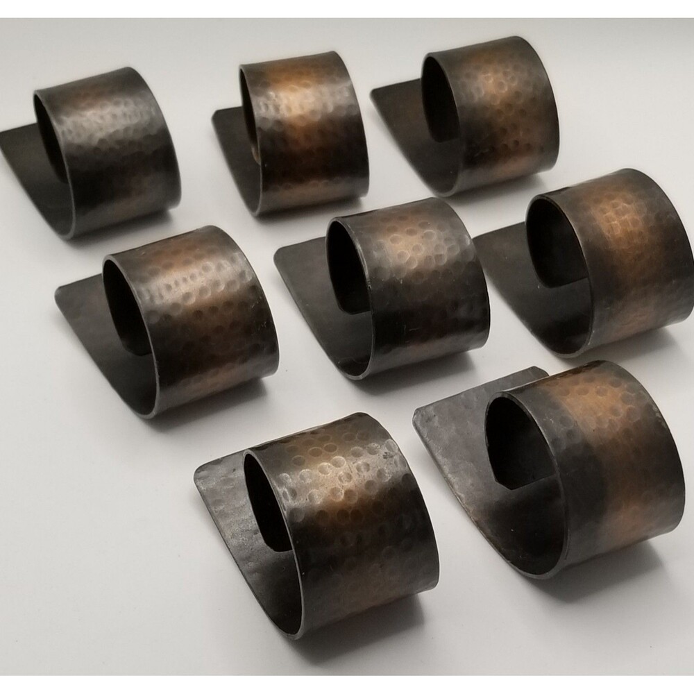 Vintage hammered copper napkin Rings holders set of 8